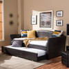 Baxton Studio London Brown Arched Back Sofa Twin Daybed with Roll-Out Trundle Bed 125-6928